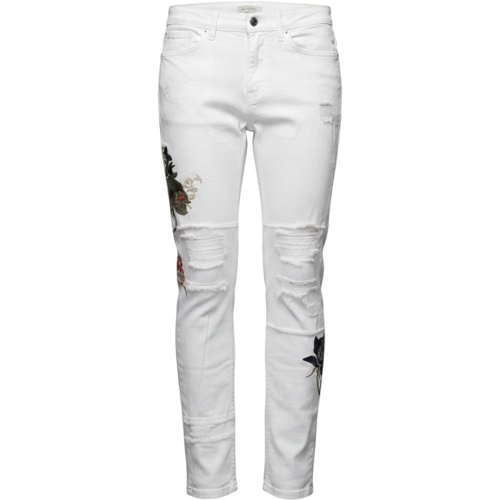 Zara Man Jeans Sz 30 Sport Department White Floral Straight Leg Boho Casual‎